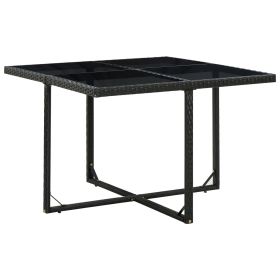 vidaXL 5 Piece Patio Dining Set with Cushions Poly Rattan Black