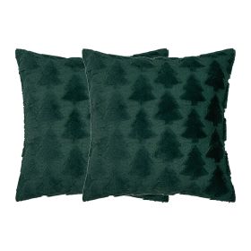 2pcs Xmas Tree Throw Pillow Covers Dark Green Decorative Soft Pillowcases for Couch Sofa Bed Kids Room 17.72x17.72in