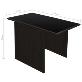 vidaXL 3 Piece Bistro Set with Cushions Poly Rattan Brown