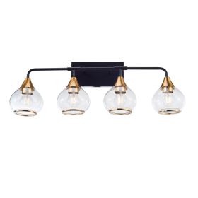 Home Decorative Bedroom Bathroom Vanity Light Matte Black Antique Brass Iron Glass 4-Light E26 Bulb Wall Mounted Light