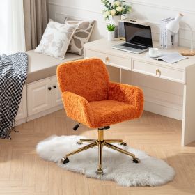 A&A Furniture Office Chair,Artificial rabbit hair Home Office Chair with Golden Metal Base,Adjustable Desk Chair Swivel Office Chair
