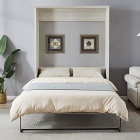 Queen Size Half Self-Close and Open Murphy Bed Cabinet Space-Saving Bed Perfect for Guest Room, for Bed Room, Guest Room, Home Office, Rustic Whi