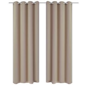 2 pcs Cream Blackout Curtains with Metal Rings 53" x 96"