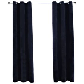 Blackout Curtains with Rings 2 pcs Black 37"x84" Velvet