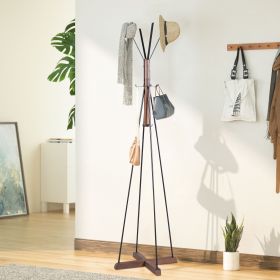 Rustic Reclaimed Fir Wood & Metal Freestanding Coat Rack with Hooks - Natural & Matte Black