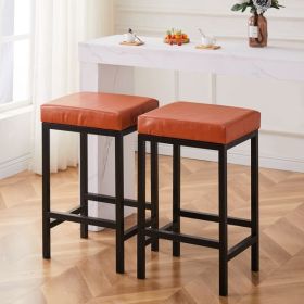 Barstools Faux Leather Modern Bar Stools Backless Metal Counter Stool Upholstered Island Chairs Bar Height Stools for Kitchen Dining Room Counter