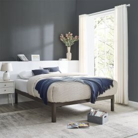 Wood Slat Bronze Metal Platform Bed Frame; Queen