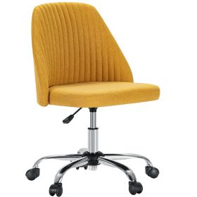 Sweetcrispy Armless Home Office Desk Chair with Wheels Adjustable Swivel Task Computer Vanity Chair for Small Spaces