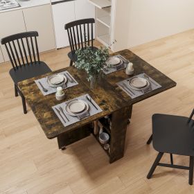 Fully unfolded 51.18 inches brown foldable table, suitable for small family table or display table convenient, home simple long table