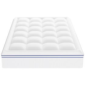 VEVOR Mattress Topper Fiber Fill Detachable & Washable Queen Size 1 in Thickness
