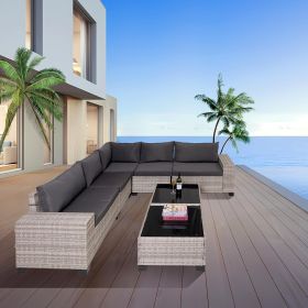 7-Piece Outdoor Patio Furniture Sets, All-Weather Wicker Rattan Sectional Sofa