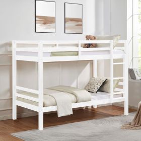 Twin over Twin Bunk Bed with Thick Posts,Wooden Bunk Bed with High Guardrail and Ladder for Kids, Teens, Dorm Rooms, and Guest Rooms