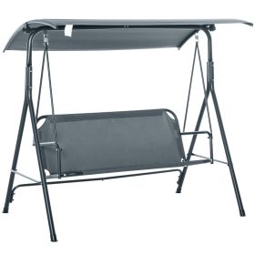 3-Person Porch Swing with Stand, Outdoor Swing for Patio Porch with Adjustable Tilt Canopy and Comfortable Swing Bench-Style Seat, Steel Frame, G