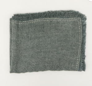 Stonewashed Linen Woven Throw Blanket With Fringe 52X68 Inch (Option: Gray)