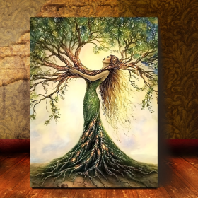 Room Decor 1pc Tree Of Life Canvas Art Print, Wooden Framed Nature-Inspired Wall Decor For Living Room, Bedroom, Office, Cafe - Unique Gift Idea, (Option: 24x16inch)