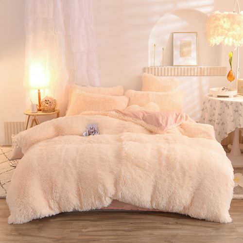 Luxury Thick Fleece Duvet Cover Queen King Winter Warm Bed Quilt Cover Pillowcase Fluffy Plush Shaggy Bedclothes Bedding Set Winter Body Keep War