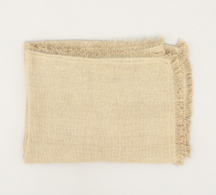 Stonewashed Linen Woven Throw Blanket With Fringe 52X68 Inch (Option: Natural)
