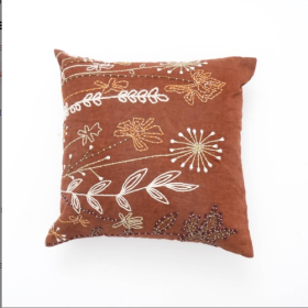 Linen Embroidered Lumbar Pillow (Option: Natural)