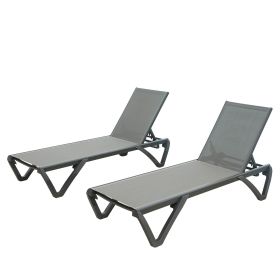 Patio Chaise Lounge Outdoor Aluminum Polypropylene Chair with Adjustable Backrest, Poolside Sunbathing Chair for Beach,Yard,Balcony (Gray (Color: as Pic)