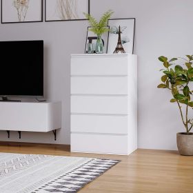 4 Drawer White Dresser; Modern Storage Cabinet for Bedroom (drawer-4: drawer-5)