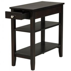 Living Room And Bedroom Modern Style 3-Tier Side End Table (Color: Brown, Type: Nightstand)