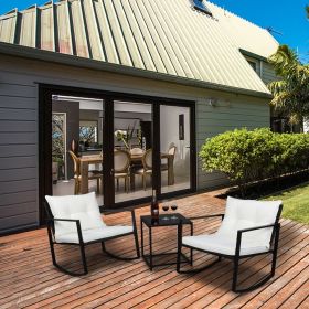 Free shipping 3 Pieces Patio Set Outdoor Wicker Patio Furniture Sets Modern Bistro Set Rattan Chair Conversation Sets with Coffee Table for Yard (Color: picture)