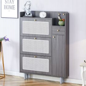 Modern minimalist storage cabinet, Japanese rattan shoe cabinet, bed top cabinet (Color: as Pic)