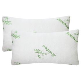 2Pcs Bamboo Memory Foam Pillow Hypoallergenic Bed Pillow For Head Neck Rest Sleeping Shredded Pillow Washable Cover Queen Size Pillow (Quantity: 2PCS, size: Queen Size)