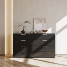 FCH 8 Drawer Double Dresser for Bedroom, Wide Storage Cabinet for Living Room Home Entryway, Black (Color: as picture)