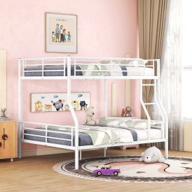 Full XL Over Queen Metal Bunk Bed (Color: White)