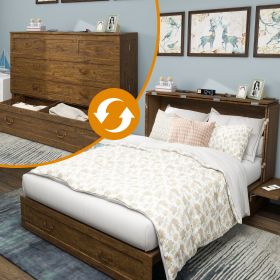 Murphy Bed Cabinet, Queen Murphy Bed with USB and Charging Ports, Murphy Bed Cabinet with Drawer Includes Storage Cabinet (Color: MFC-8)
