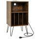 Record Player Stand with Charging Station for Living Room Bedroom (Color: Rustic Brown)