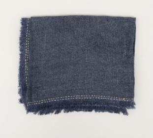 Stonewashed Linen Woven Throw Blanket With Fringe 52X68 Inch (Option: Indigo)